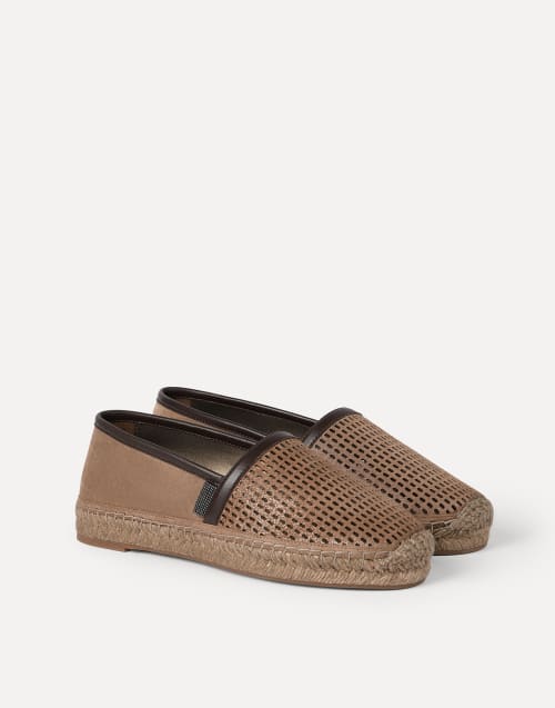 Espadrillas in pelle con monile Marrone Donna - Brunello Cucinelli