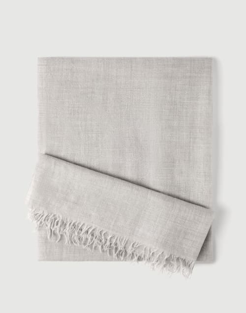丝绒混纺围巾 浅灰 女款 - Brunello Cucinelli