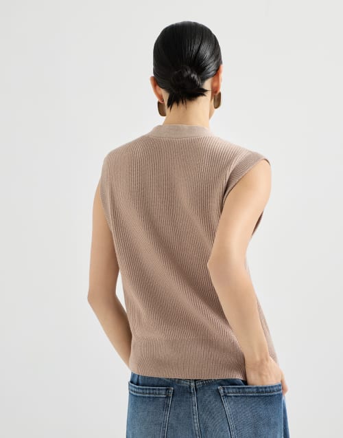 Cashmere knit vest Light Brown Woman - Brunello Cucinelli