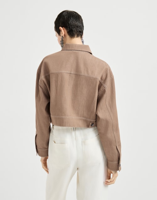 牛仔布效果斜纹织物外套 沙漠黄 女款 - Brunello Cucinelli