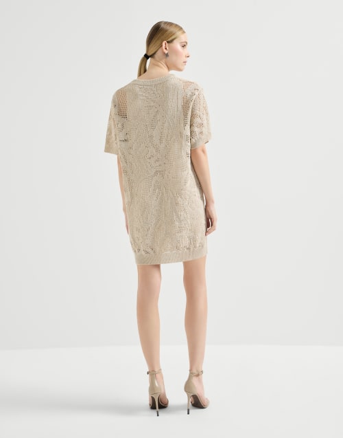 Dazzling water lilies mini dress Beige Woman - Brunello Cucinelli