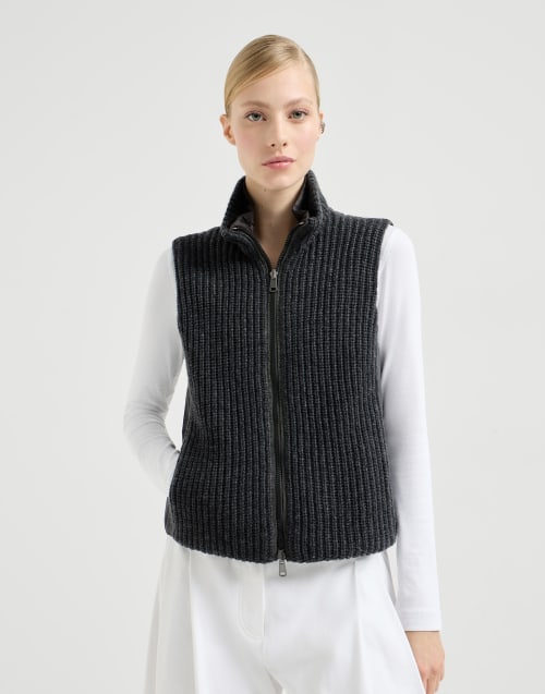 Cashmere down vest Lignite Grey Woman - Brunello Cucinelli