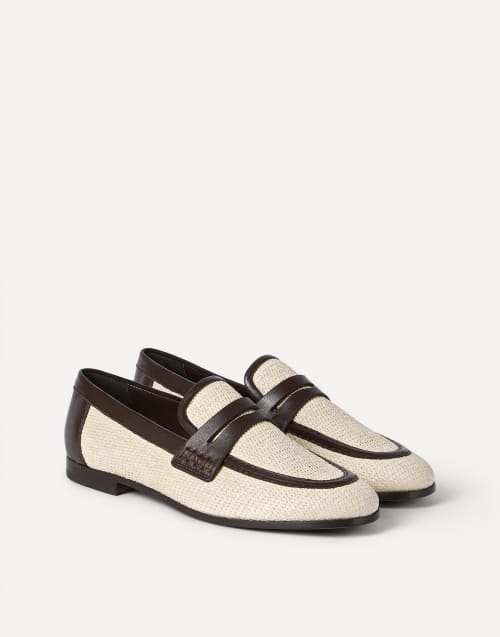 Raffia and leather loafers Rope Woman - Brunello Cucinelli