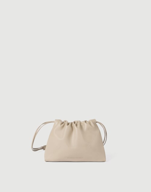 Sac BC Duo Pouch en cuir de veau Beige Clair Femme - Brunello Cucinelli