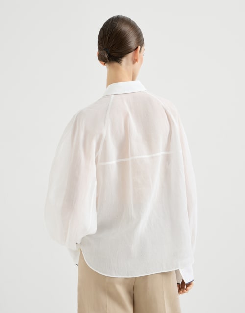 Camisa de organza Stripe Blanco Mujer - Brunello Cucinelli