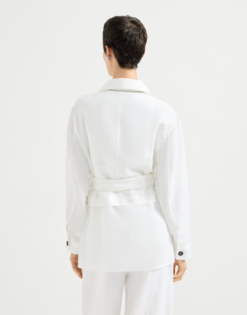 Safarijacke aus Twill mit Monili Weiß Damen - Brunello Cucinelli