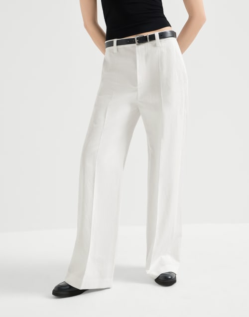 Pantalón Loose Flared Blanco Mujer - Brunello Cucinelli