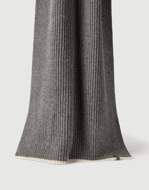 Knit scarf Medium Grey Woman - Brunello Cucinelli
