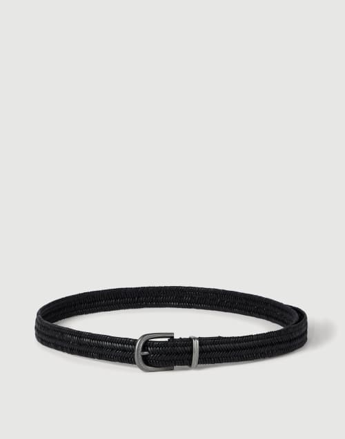 Stretch braided leather belt Black Woman - Brunello Cucinelli