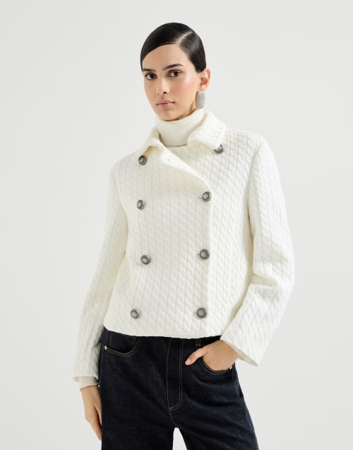 Cable knit blazer White Woman - Brunello Cucinelli