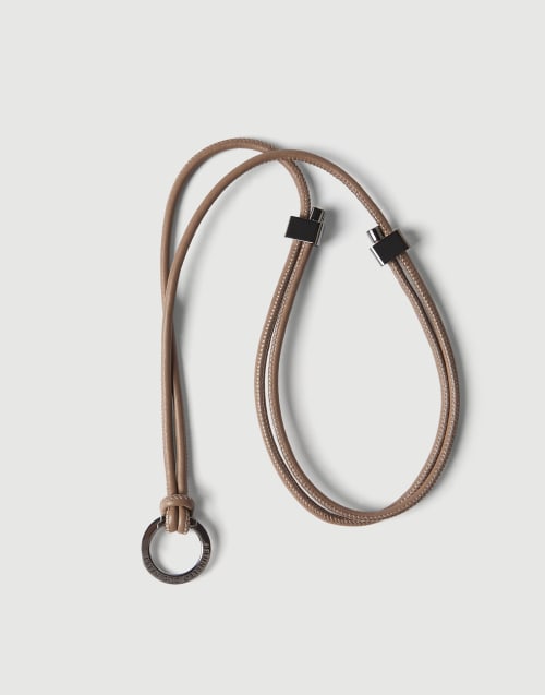 Cordino porta occhiali in pelle Beige Donna - Brunello Cucinelli