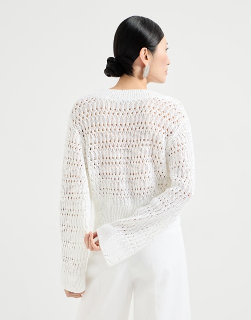 Dazzling braids sweater White Woman - Brunello Cucinelli