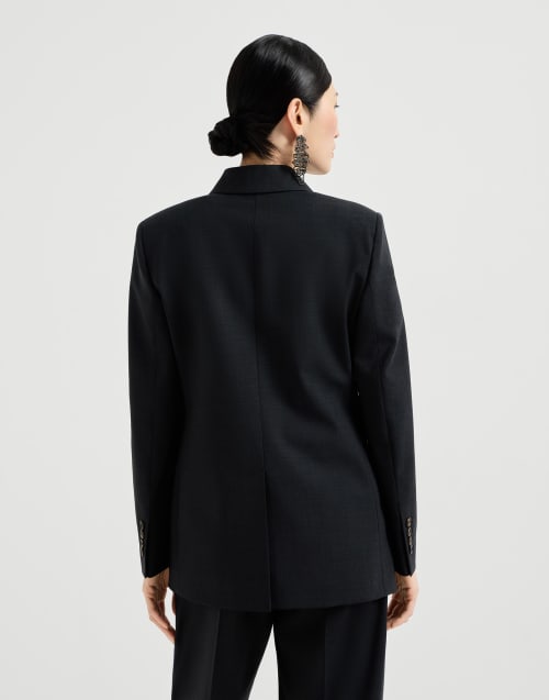 Blazer with monili Lignite Grey Woman - Brunello Cucinelli