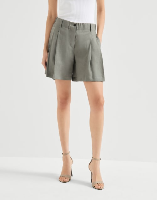 Linen shorts Khaki Woman - Brunello Cucinelli