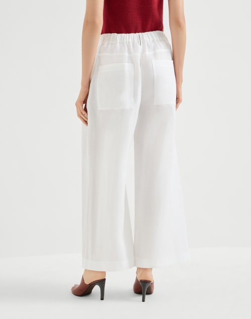 Pleated A-Line trousers White Woman - Brunello Cucinelli