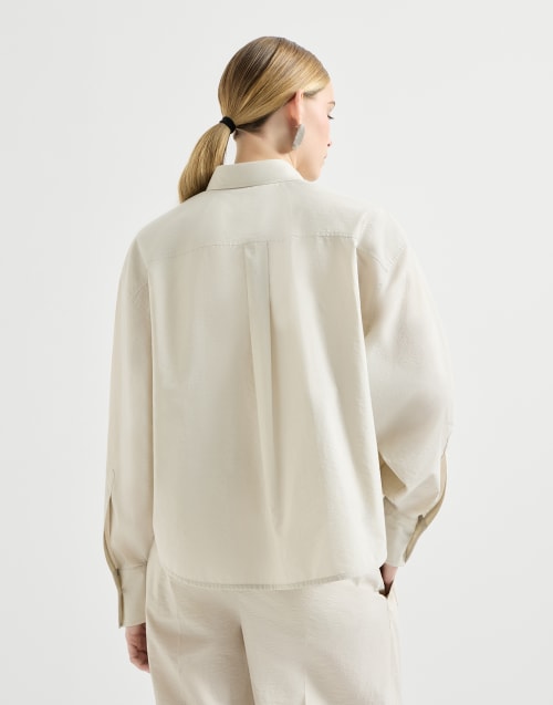 Shirt with dazzling seabed embroidery Panama Woman - Brunello Cucinelli