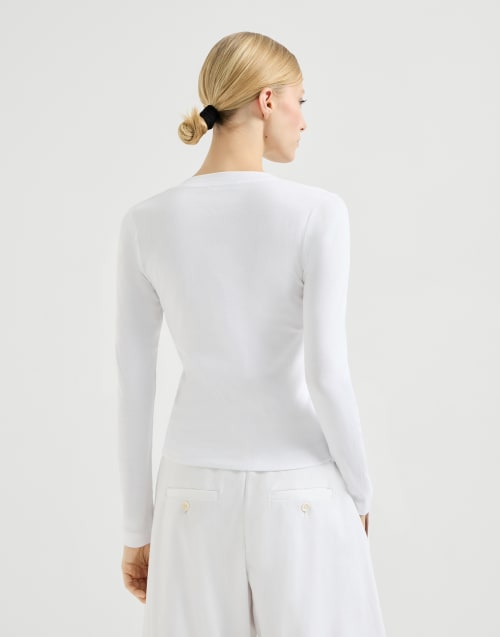 Ribbed jersey T-shirt White Woman - Brunello Cucinelli