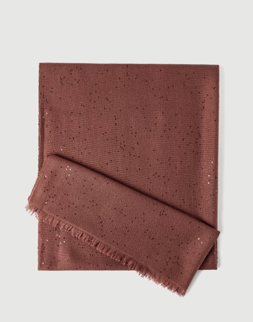 Cashmere and silk Diamond yarn scarf Bordeaux Woman - Brunello Cucinelli