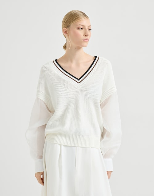 Cotton sweater White Woman - Brunello Cucinelli