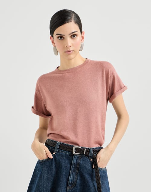 Cashmere and silk lightweight sweater Pink Woman - Brunello Cucinelli