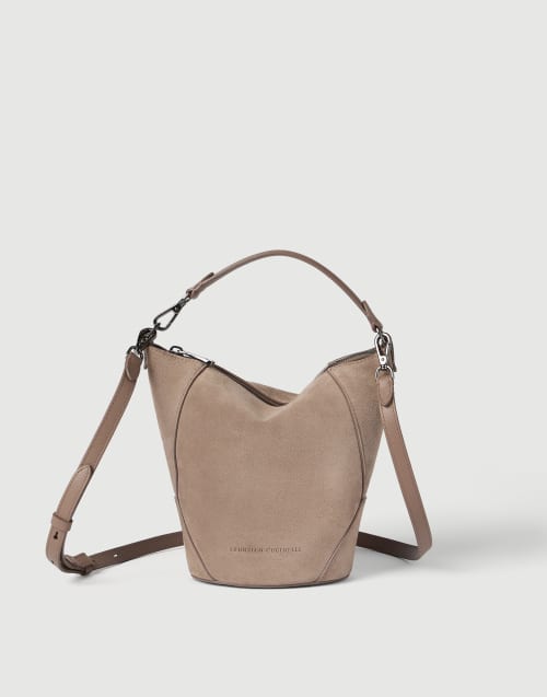 Bolso BC Duo Bucket en piel de ante Marrón Claro Mujer - Brunello Cucinelli