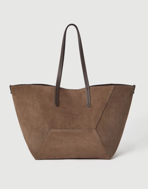 Suede large BC Duo bag Bark Woman - Brunello Cucinelli