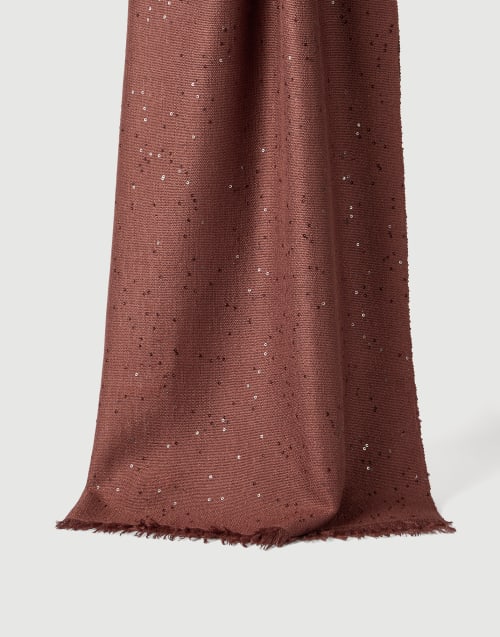 Cashmere and silk Diamond yarn scarf Bordeaux Woman - Brunello Cucinelli