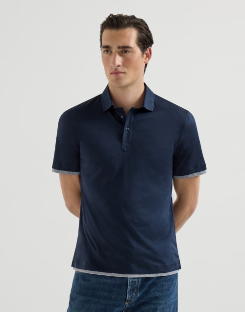 Polo con colletto camicia Blu Navy Uomo - Brunello Cucinelli