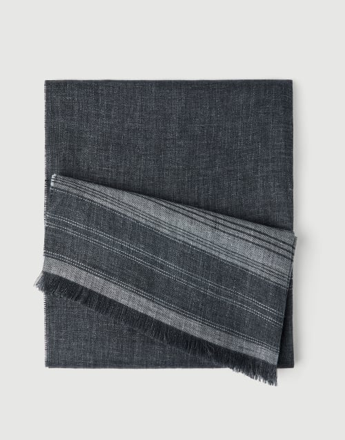 Linen scarf Anthracite Man - Brunello Cucinelli