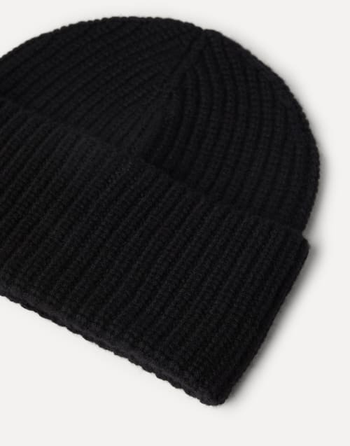 Cashmere rib knit beanie Black Man - Brunello Cucinelli