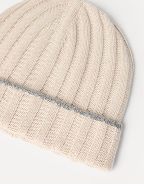 Cashmere rib knit beanie Sand Man - Brunello Cucinelli