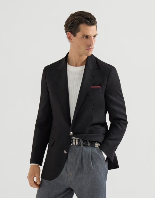 Chaqueta deconstruida de hopsack Negro Hombre - Brunello Cucinelli
