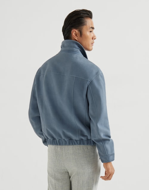 Nubuck outerwear jacket Slate Man - Brunello Cucinelli