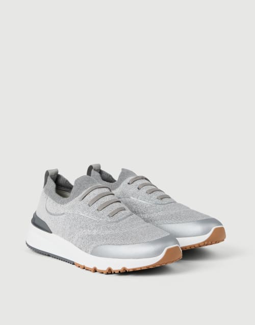 Chaussures de running en maille Gris Clair Homme - Brunello Cucinelli