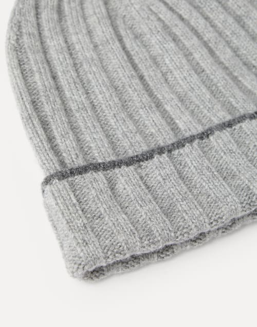 Bonnet en cachemire, point côtes Gris Homme - Brunello Cucinelli