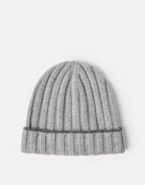 Bonnet en cachemire, point côtes Gris Homme - Brunello Cucinelli
