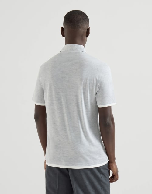 Polo with shirt collar Pearl Grey Man - Brunello Cucinelli