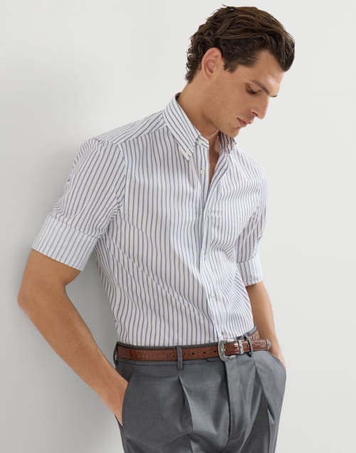 Button-down collar shirt White Man - Brunello Cucinelli