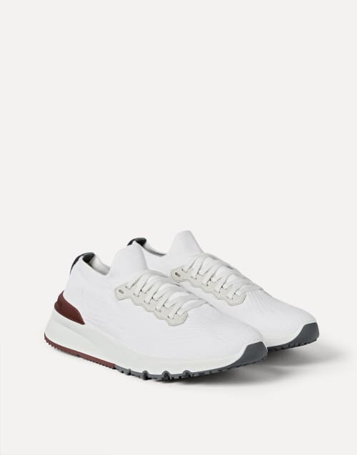 Cotton and calfskin runners White Man - Brunello Cucinelli
