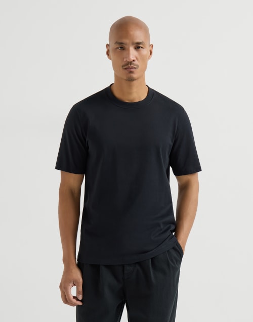 Cotton jersey crew neck T-shirt Black Man - Brunello Cucinelli
