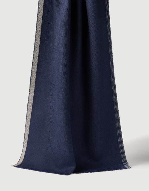 Wool and cashmere scarf Blue Man - Brunello Cucinelli