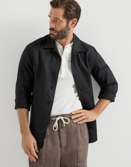 Hemd mit Biese Schwarz Herren - Brunello Cucinelli