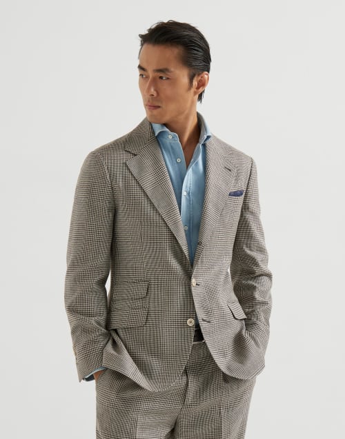 Prince of Wales Cavallo blazer Light Brown Man - Brunello Cucinelli