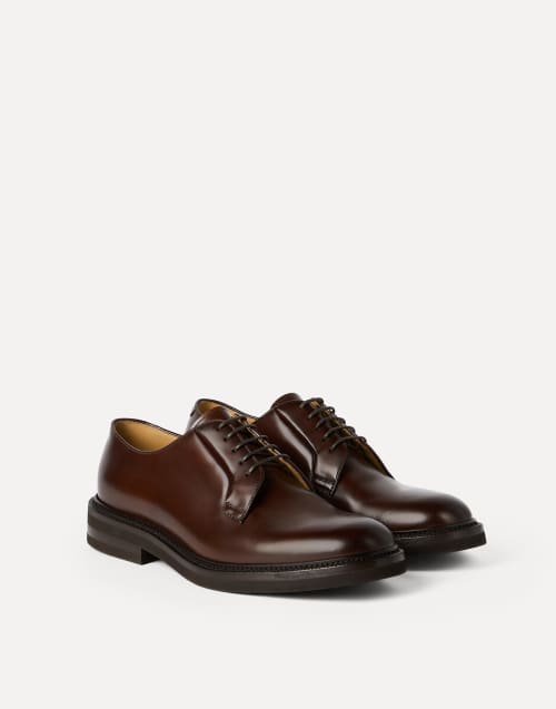 Aged calfskin Derbys Brown Man - Brunello Cucinelli