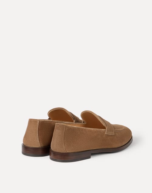 Suede Penny loafer Chestnut Man - Brunello Cucinelli
