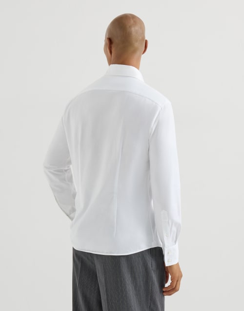 Hemd aus Pikee Weiß Herren - Brunello Cucinelli