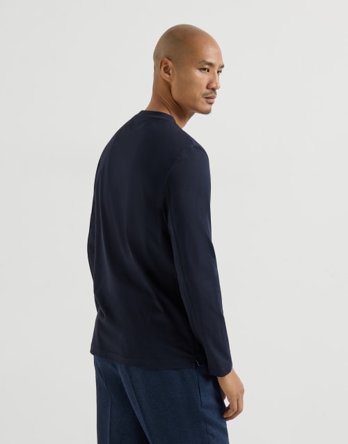 T-Shirt aus Baumwolljersey Navy-Blau Herren - Brunello Cucinelli