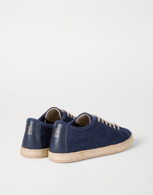 Reversed calfskin Derbies Avio Blue Man - Brunello Cucinelli