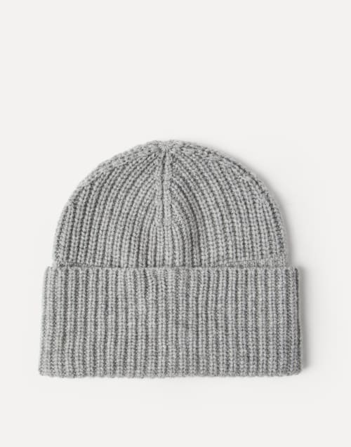 Gorro papalina de cachemir acanalado Gris Claro Hombre - Brunello Cucinelli