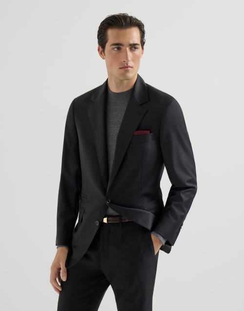Blazer de batavia Four Season de lana virgen 150s Negro Hombre - Brunello Cucinelli